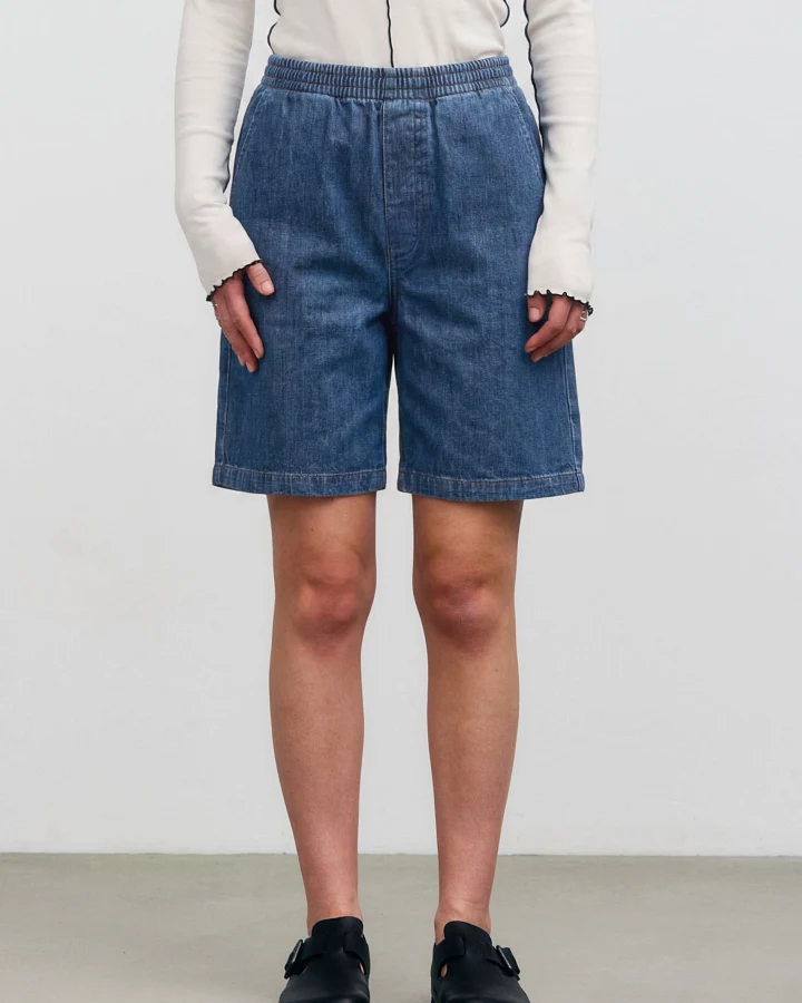 Rotholz Damen vegan Shorts Denim Weit Blau