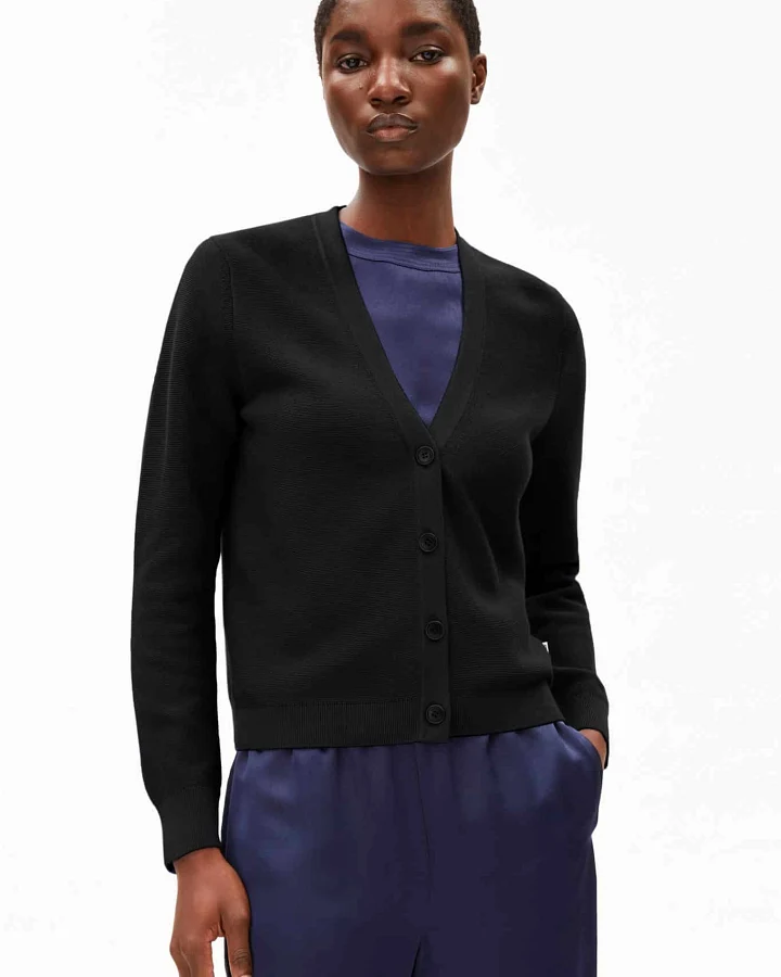 ARMEDANGELS Damen vegan Strickjacke Mental Links Schwarz