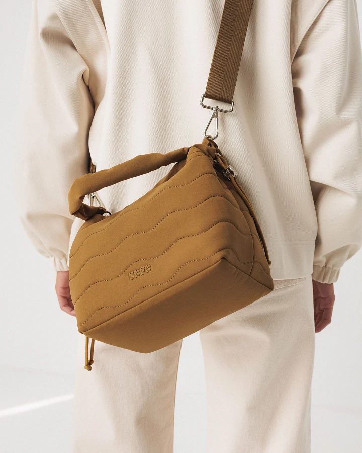 SKFK Damen vegan Umhängetasche Bell Braun