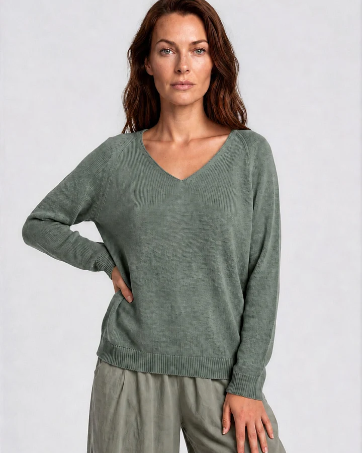 RAVENS VIEW IBIZA Damen vegan Pullover Lana Knit Olivgrün