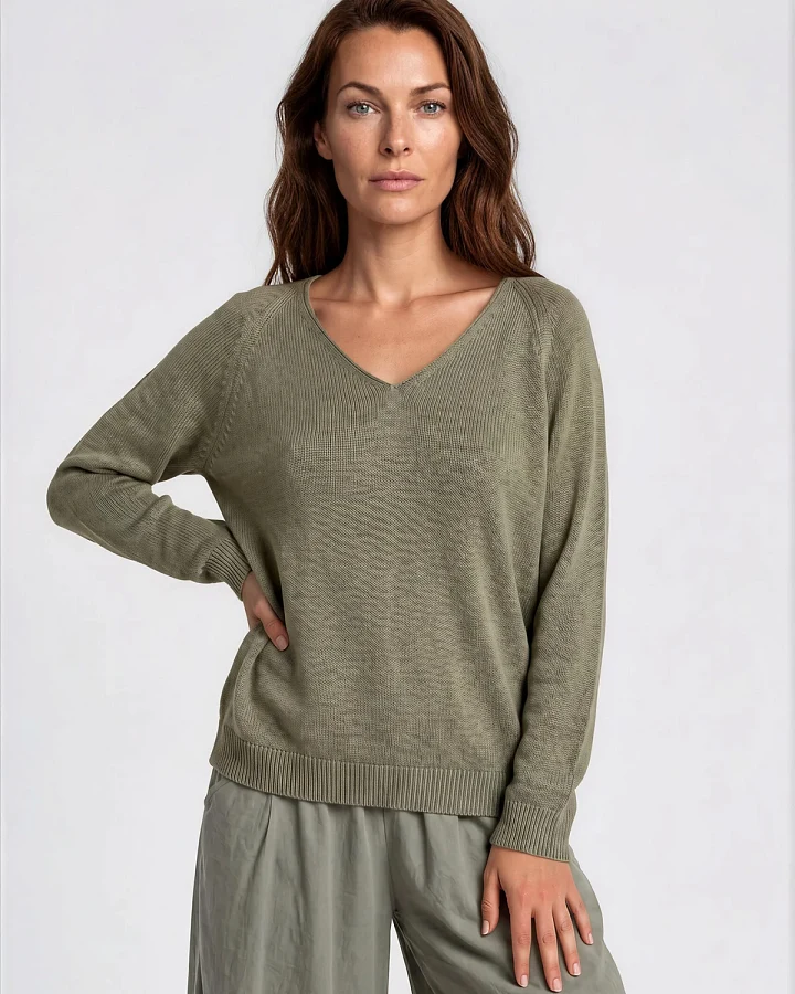 RAVENS VIEW IBIZA Damen vegan Pullover Lana Knit Dust Olive