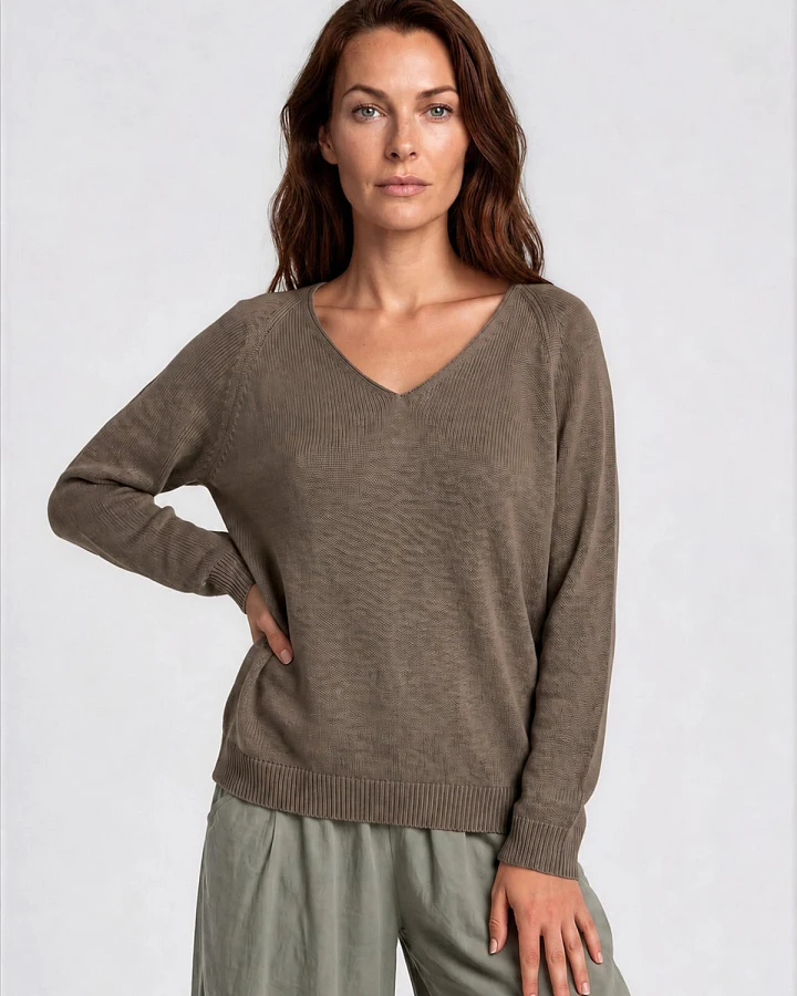 RAVENS VIEW IBIZA Damen vegan Pullover Lana Knit Bison Braun