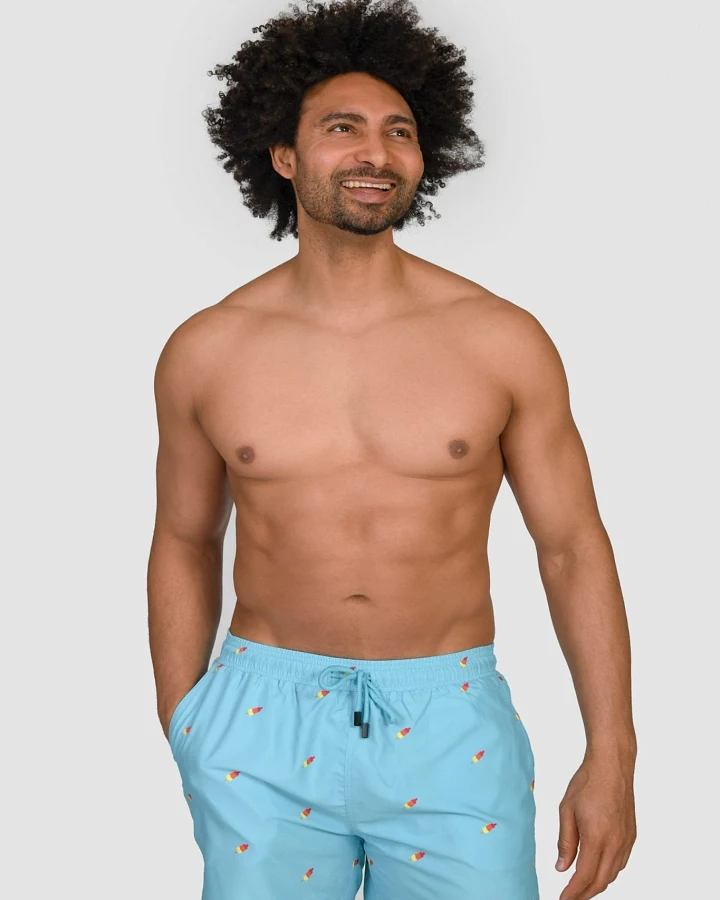 Narwal Herren vegan Badeshorts Mit Druck Icelolly Blau