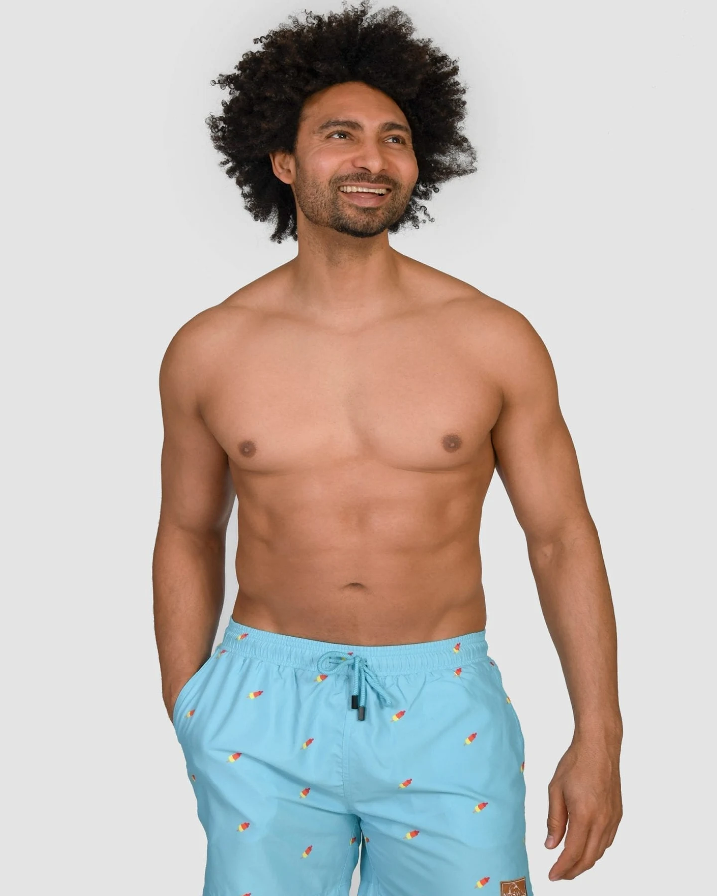 Narwal Herren vegan Badeshorts Mit Druck Icelolly Blau – Ansicht 2
