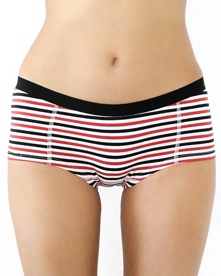 Albero Natur Damen vegan Multipack 4x Briefs Boyshorts Weiß/ Rot/ Schwarz