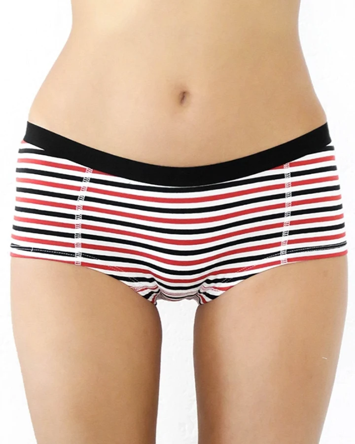 Albero Natur Damen vegan Multipack 6x Slips Boyshorts Weiß/ Rot/ Schwarz