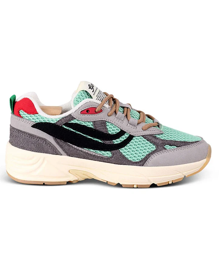 Genesis Damen vegan Sneaker G-Eco 99 Multi Grau Tief Mint Schwarz
