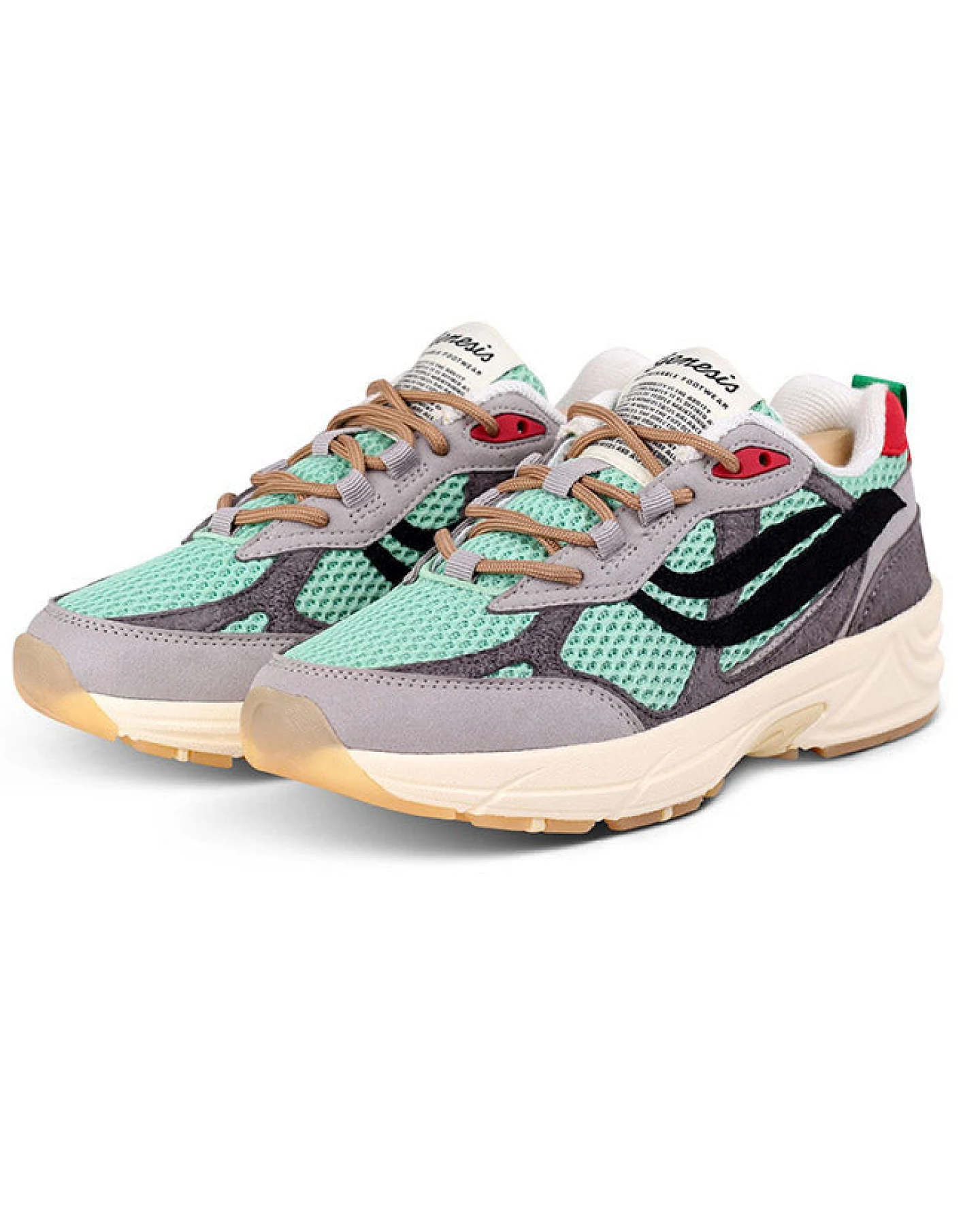 Genesis Damen vegan Sneaker G-Eco 99 Multi Grau Tief Mint Schwarz – Ansicht 2