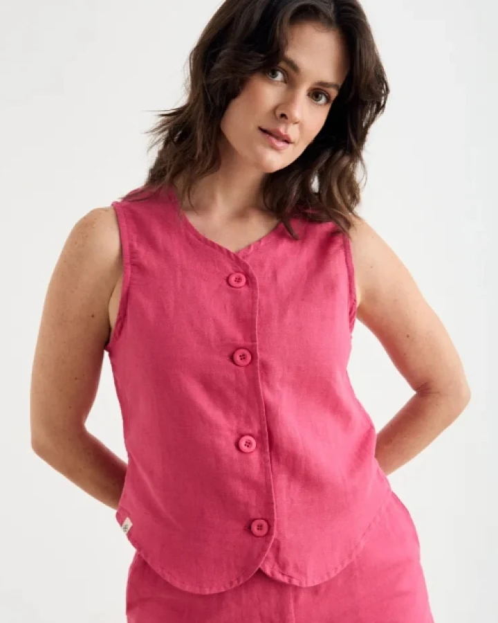 Clotsy Damen vegan Weste Olga Fuchsia