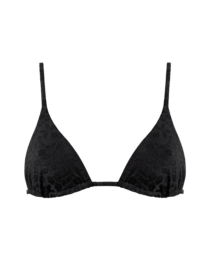 Anekdot Damen vegan Bikinioberteil Olbia Triangle Black Floral Jacquard