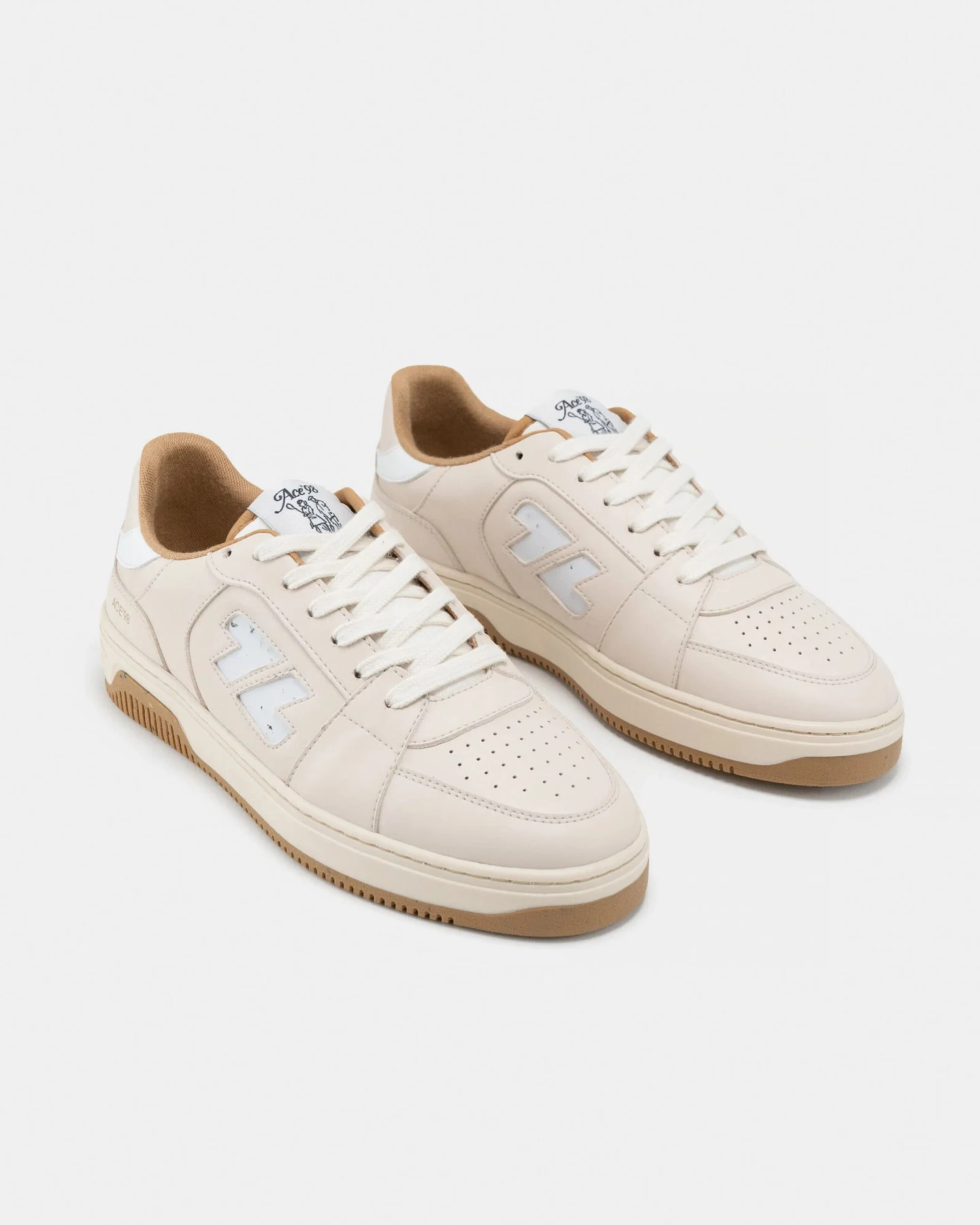 Zèta Herren vegan Sneaker Ace 98 Weiß/ Camel Braun – Ansicht 2