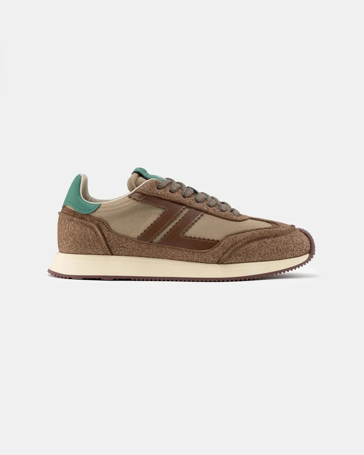 Zèta Herren vegan Sneaker Omega Mokkabraun/ Grün