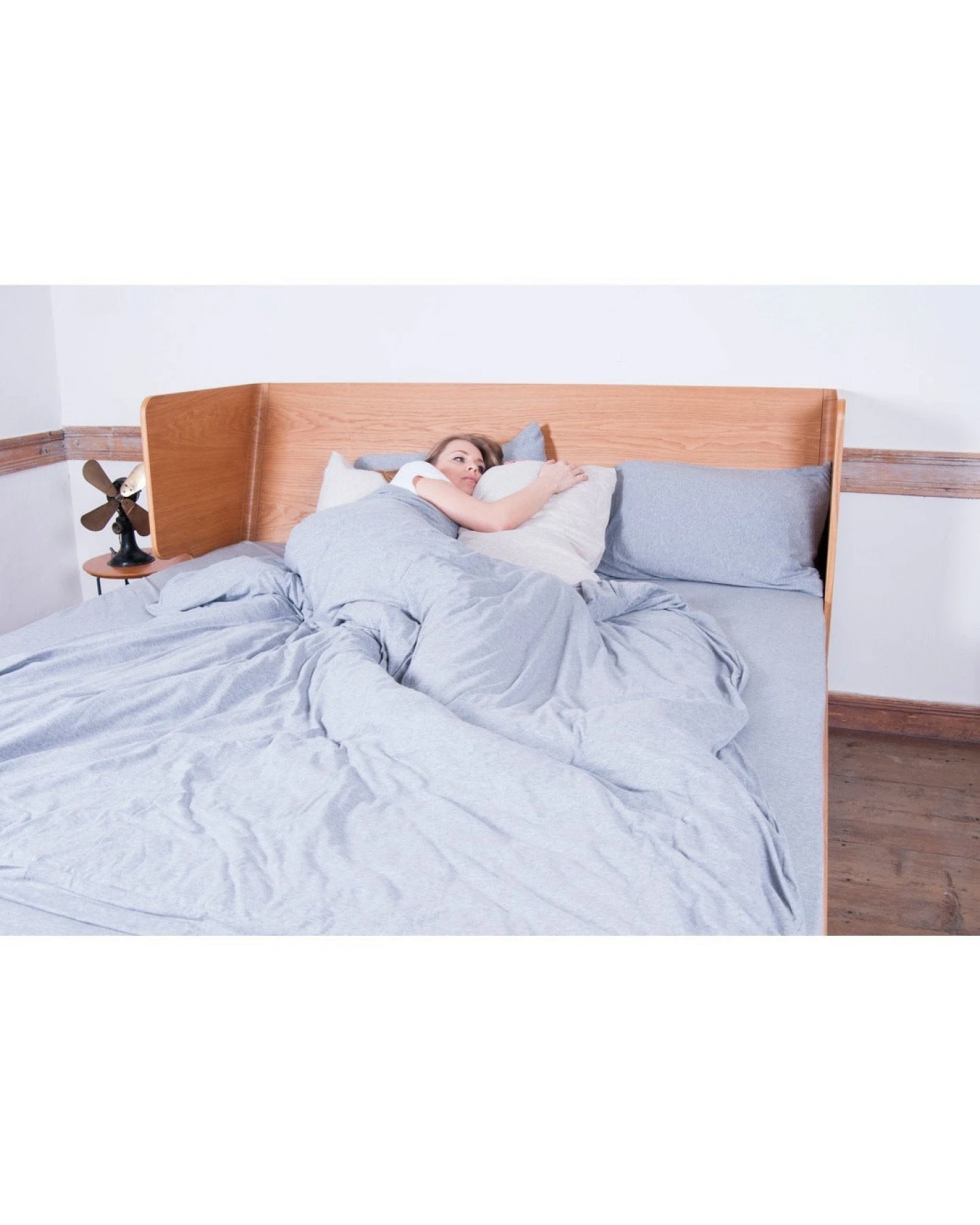 EO Home unisex vegan Bettbezug Jersey Grau Melange – Ansicht 2