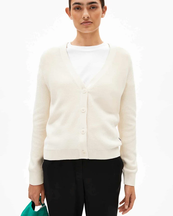 ARMEDANGELS Damen vegan Strickjacke Mental Links Weiß