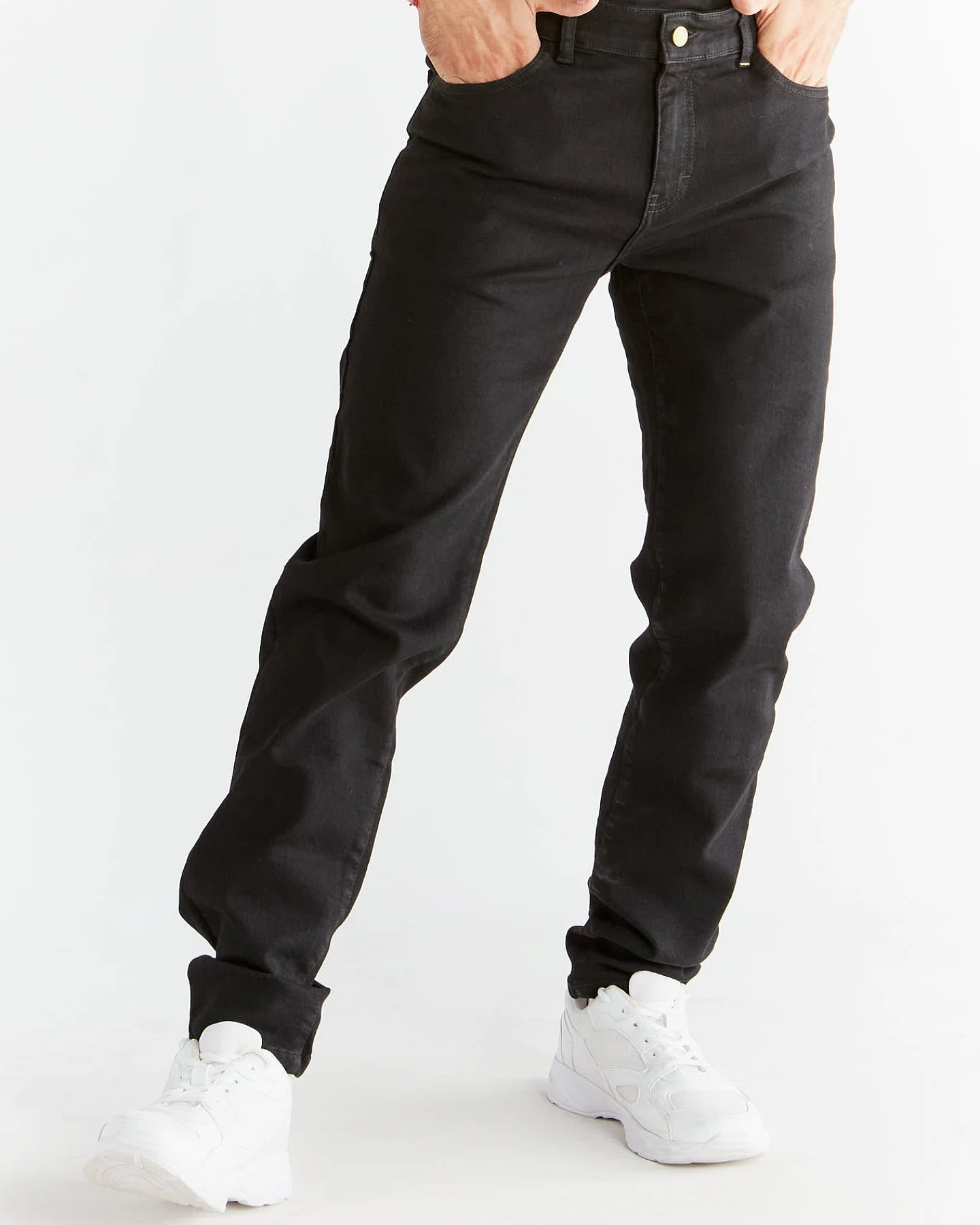 Evermind Herren vegan Jeans Stretch Slim Coal Schwarz – Ansicht 2