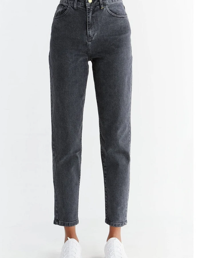 Evermind Damen vegan Jeans Mom Fit Carbon Gray
