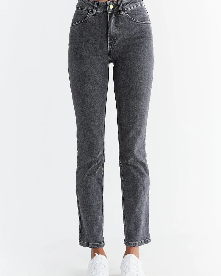 Evermind Damen vegan Jeans Straight Fit Ash Gray