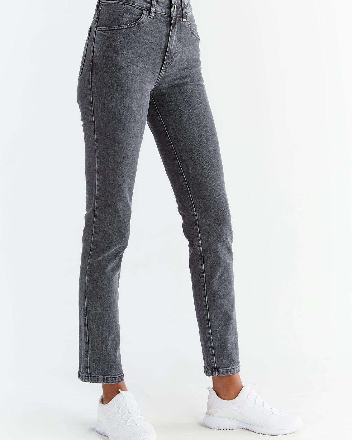 Evermind Damen vegan Jeans Straight Fit Ash Gray – Ansicht 2