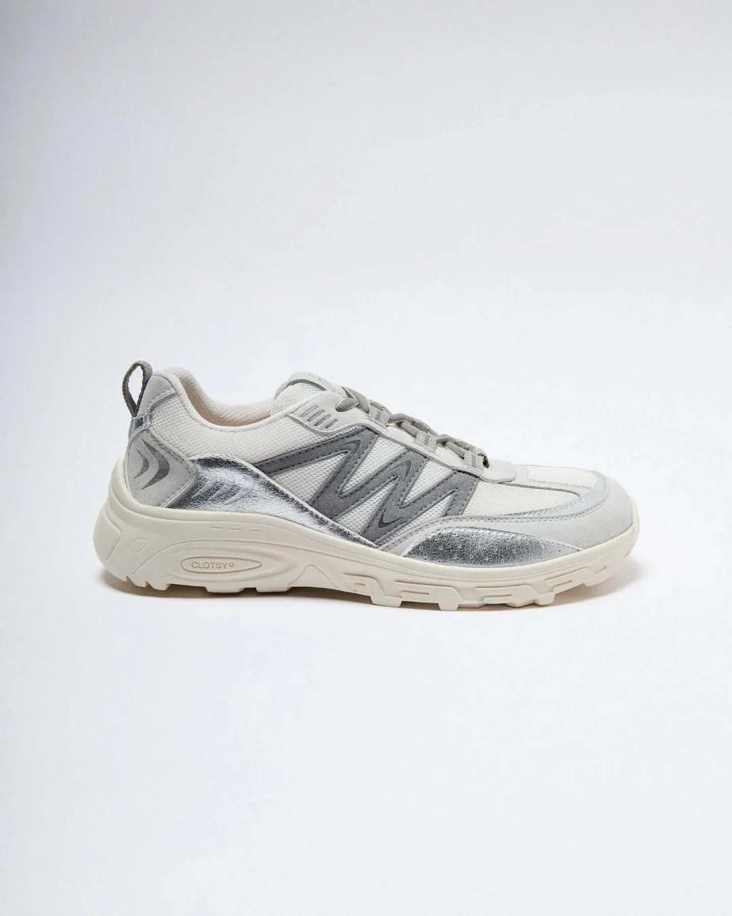 Clotsy Damen vegan Sneaker Gia Silber Grau – Ansicht 2