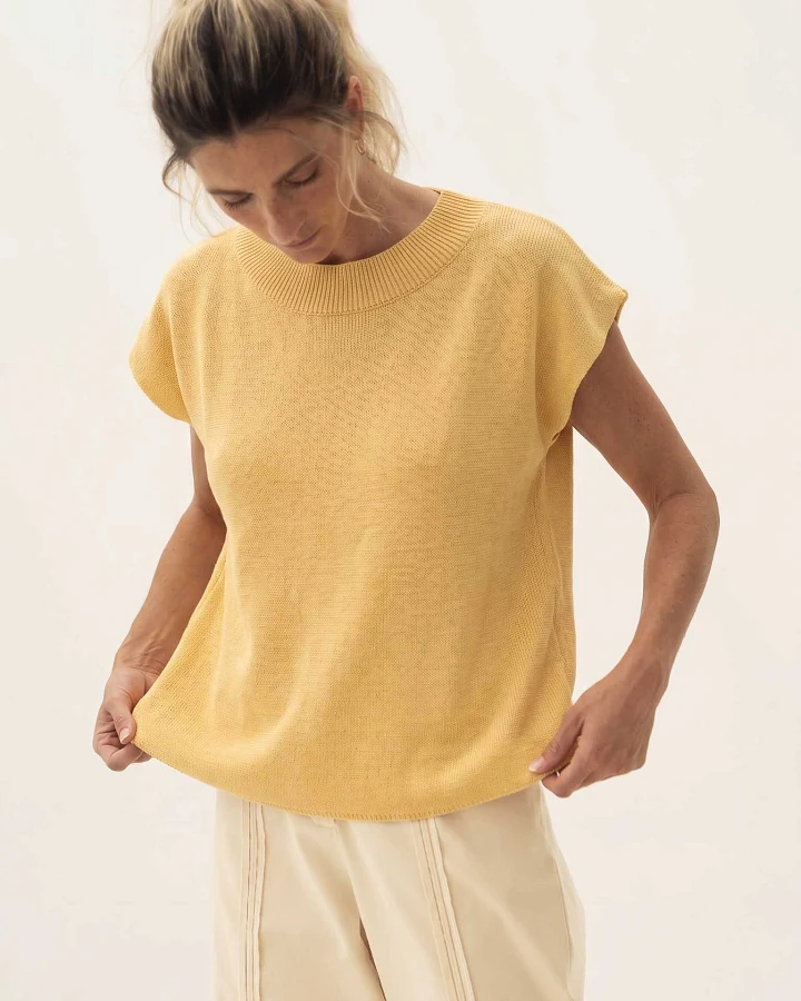 Näz Damen vegan T-Shirt Lucia Stricken Gelb