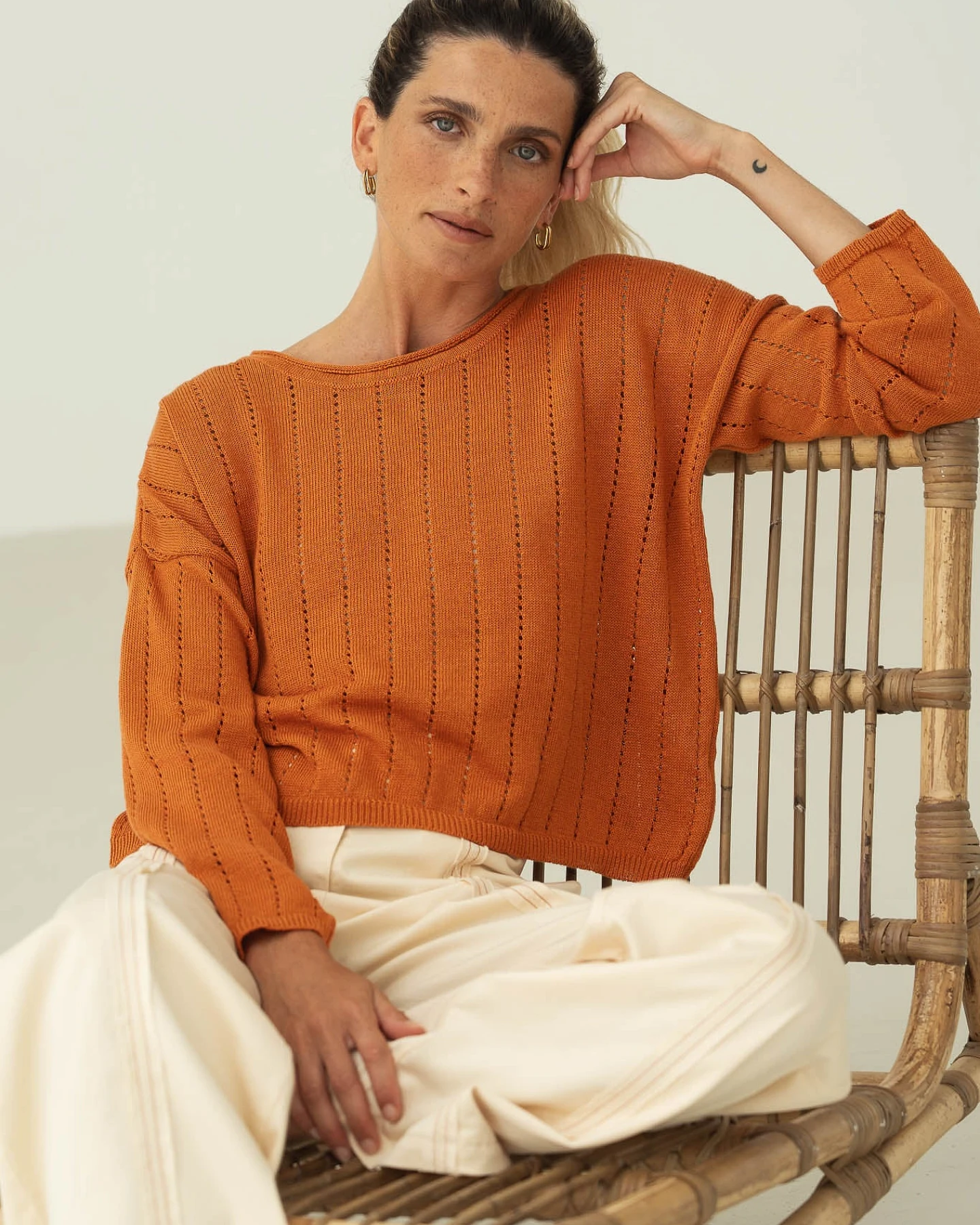 Näz Damen vegan Pullover Sofie Orange – Ansicht 2