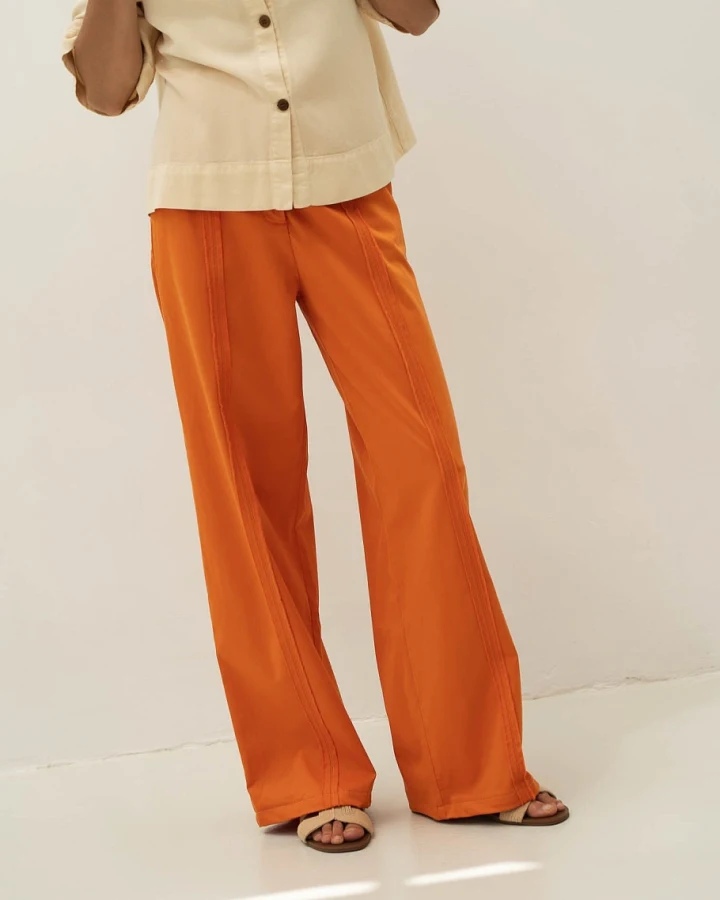 Näz Damen vegan Hose Mara Rüschen Orange