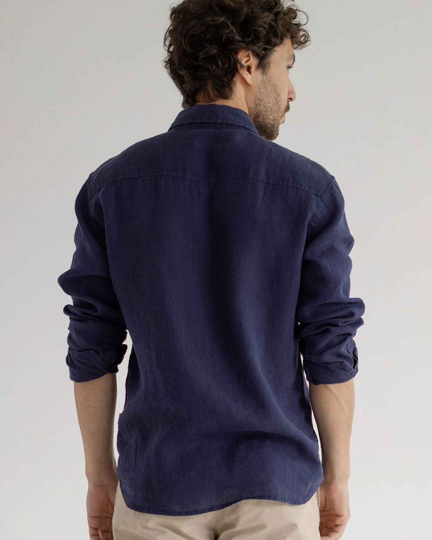 TWOTHIRDS Herren vegan Hemd Mljet Marineblau – Ansicht 2