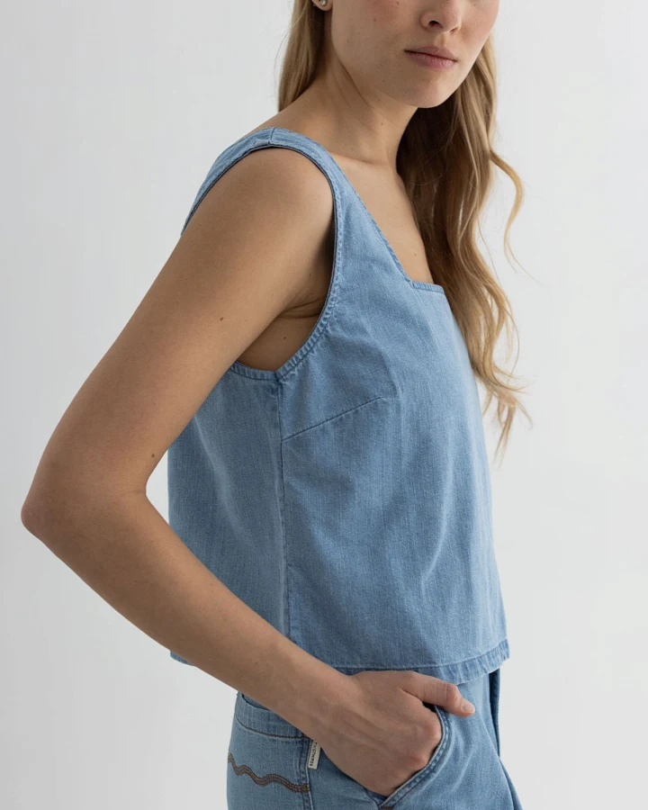 TWOTHIRDS Damen vegan Oberteil Alagadi Denim Hellblau