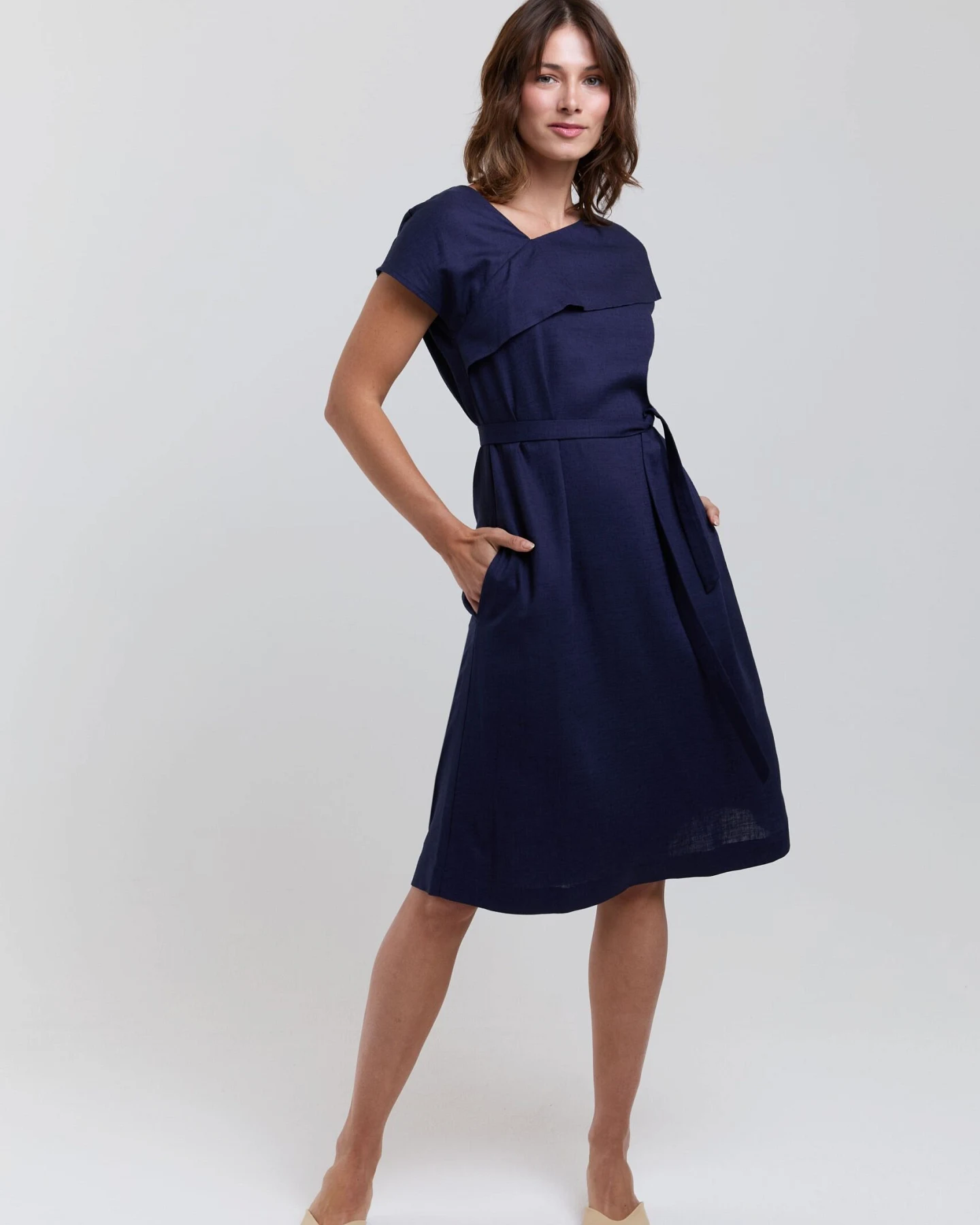 AYANI Damen vegan Kleid Daniela Dunkelblau – Ansicht 2