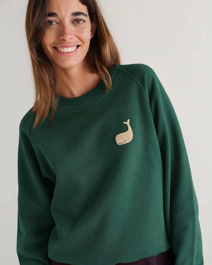 TWOTHIRDS Damen vegan Sweatshirt Leskov Dunkelgrün