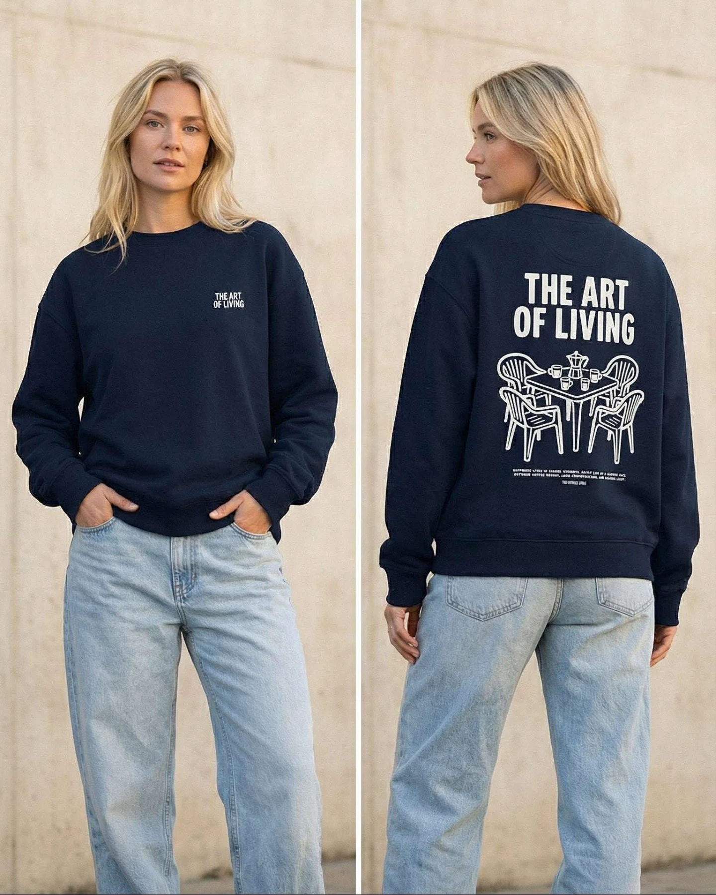 The Refined Spirit Damen vegan Sweatshirt In Oversized The Art Of Living French Navy – Ansicht 2