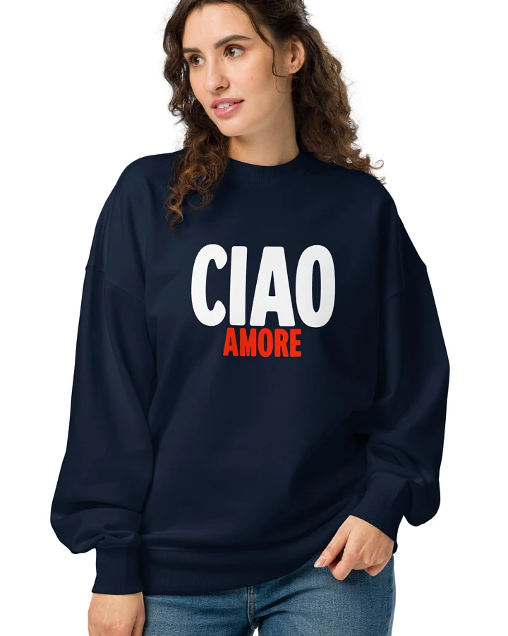 The Refined Spirit Damen vegan Sweatshirt Oversized Ciao Amore French Navy