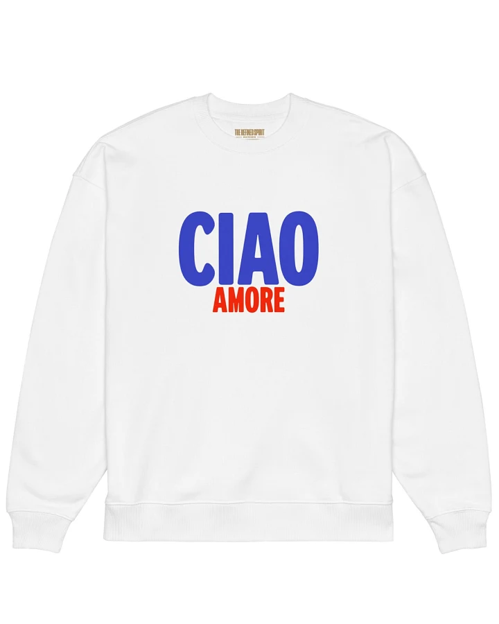The Refined Spirit Damen vegan Sweatshirt Oversized Ciao Amore Weiß