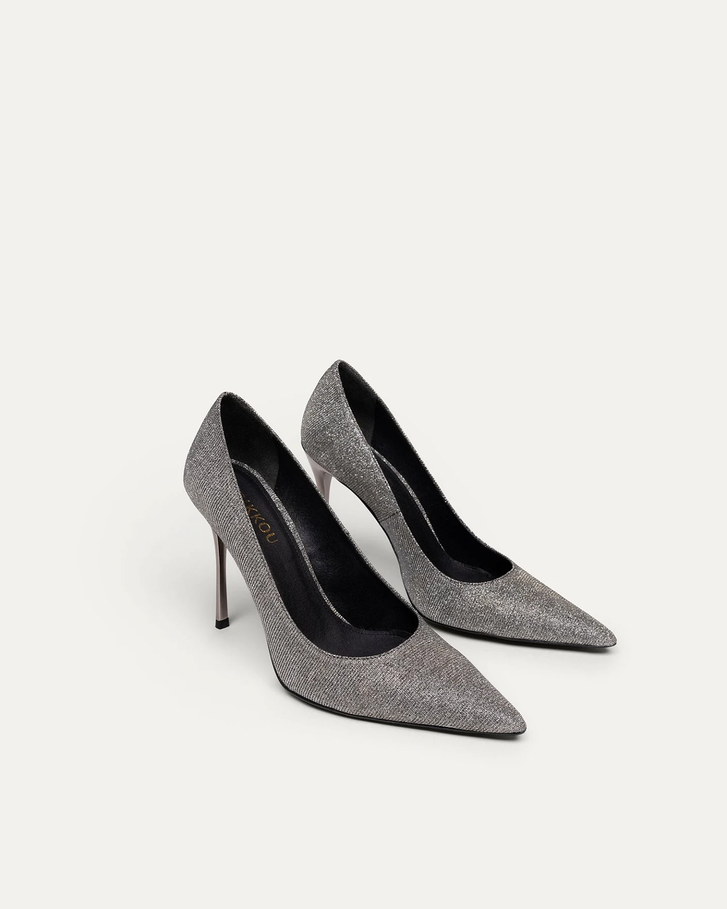 BIKKOU Damen vegan Pumps Freitagabend Ist Cocktailnacht Silberlurex – Ansicht 2