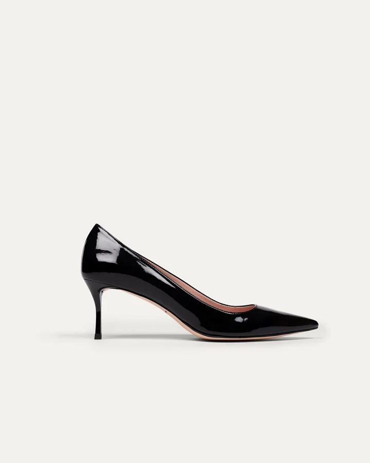 BIKKOU Damen vegan Pumps Mondayat Im Büro Schwarzer Lack