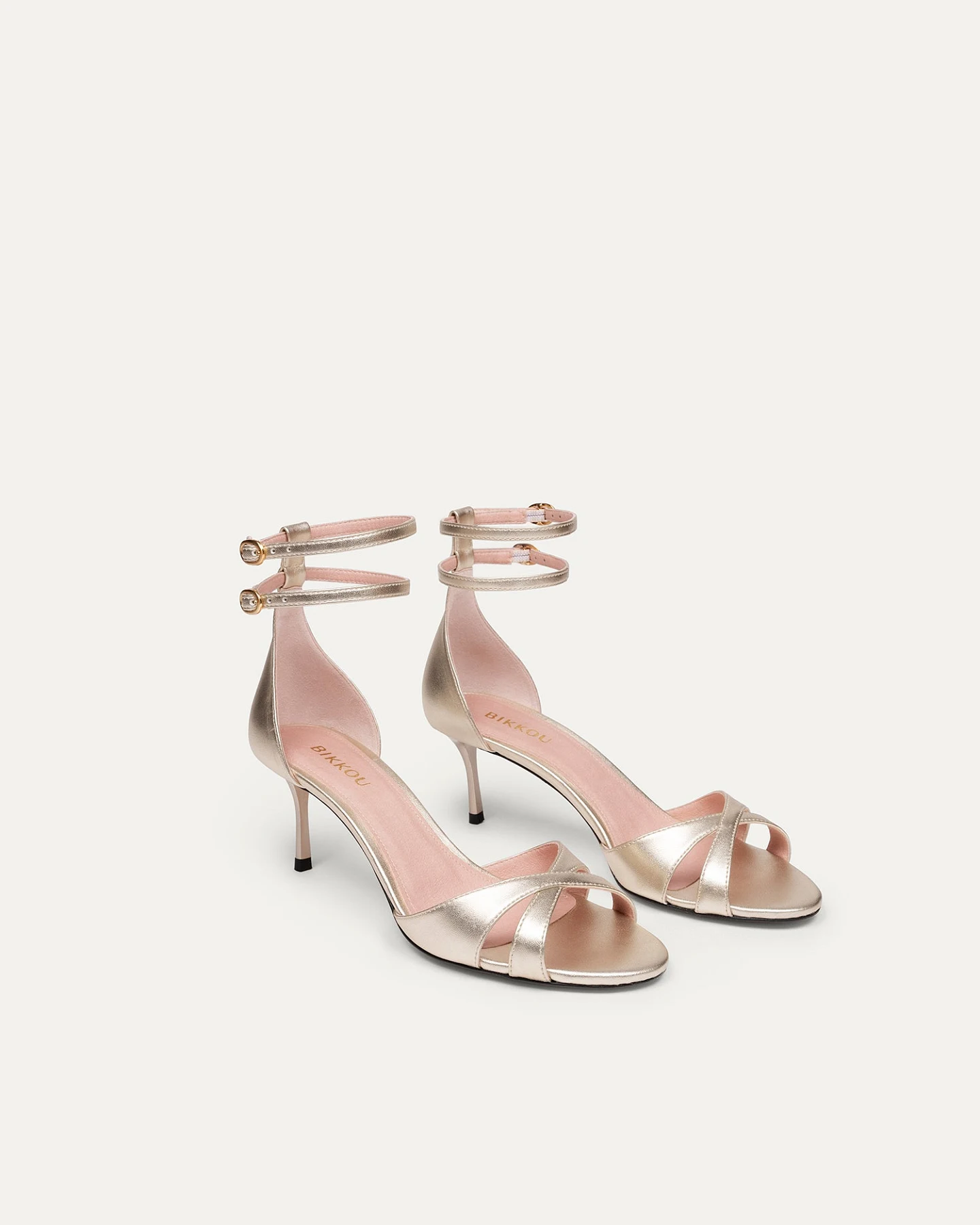 BIKKOU Damen vegan Sandalen Summer Lunch Hellgold – Ansicht 2