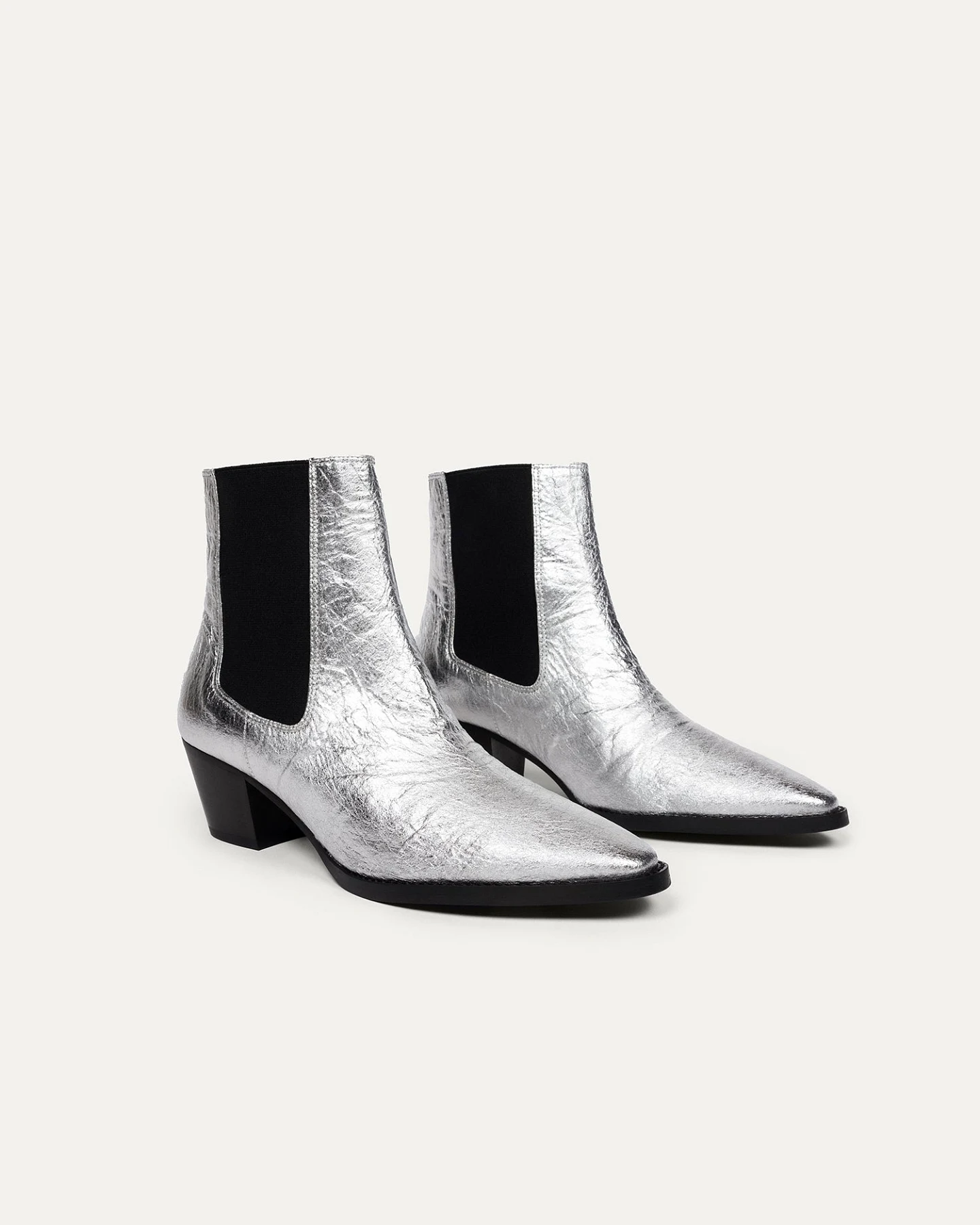 BIKKOU Damen vegan Stiefel 3pm Friday Rocks Metallic Silver – Ansicht 2