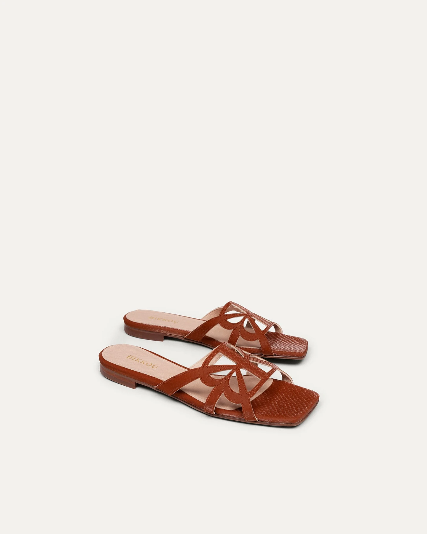 BIKKOU Damen vegan Sandalen Sonnenuntergang Am Strand Kamelpython – Ansicht 2