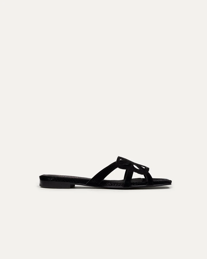 BIKKOU Damen vegan Sandalen Sunset At The Beach Schwarz