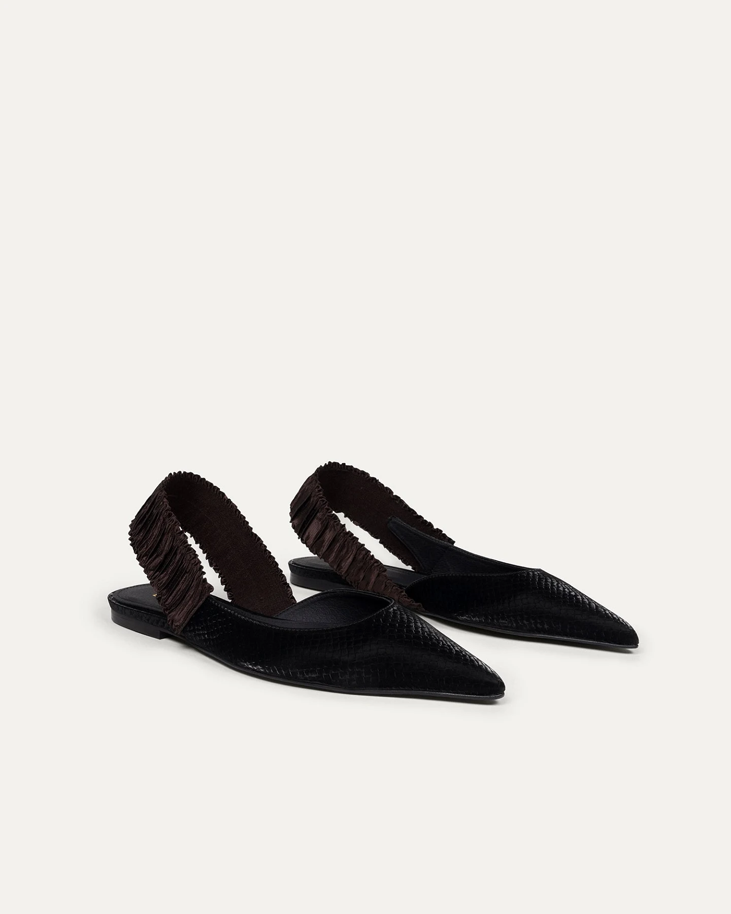BIKKOU Damen vegan Flats Sonntagsbrunch Schwarzer Python – Ansicht 2