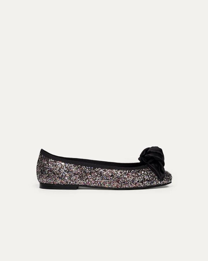 BIKKOU Damen vegan Ballerinas 9:30 Uhr Anhörung Vor Gericht Buntes Glitzer