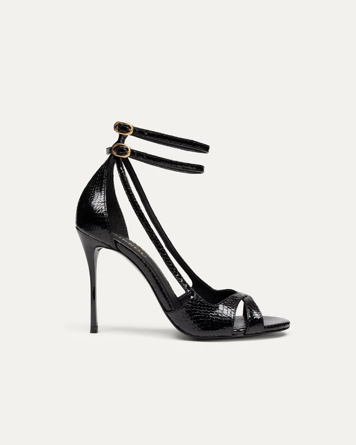 BIKKOU Damen vegan Sandalen Tanzen Im Club Schwarzes Python