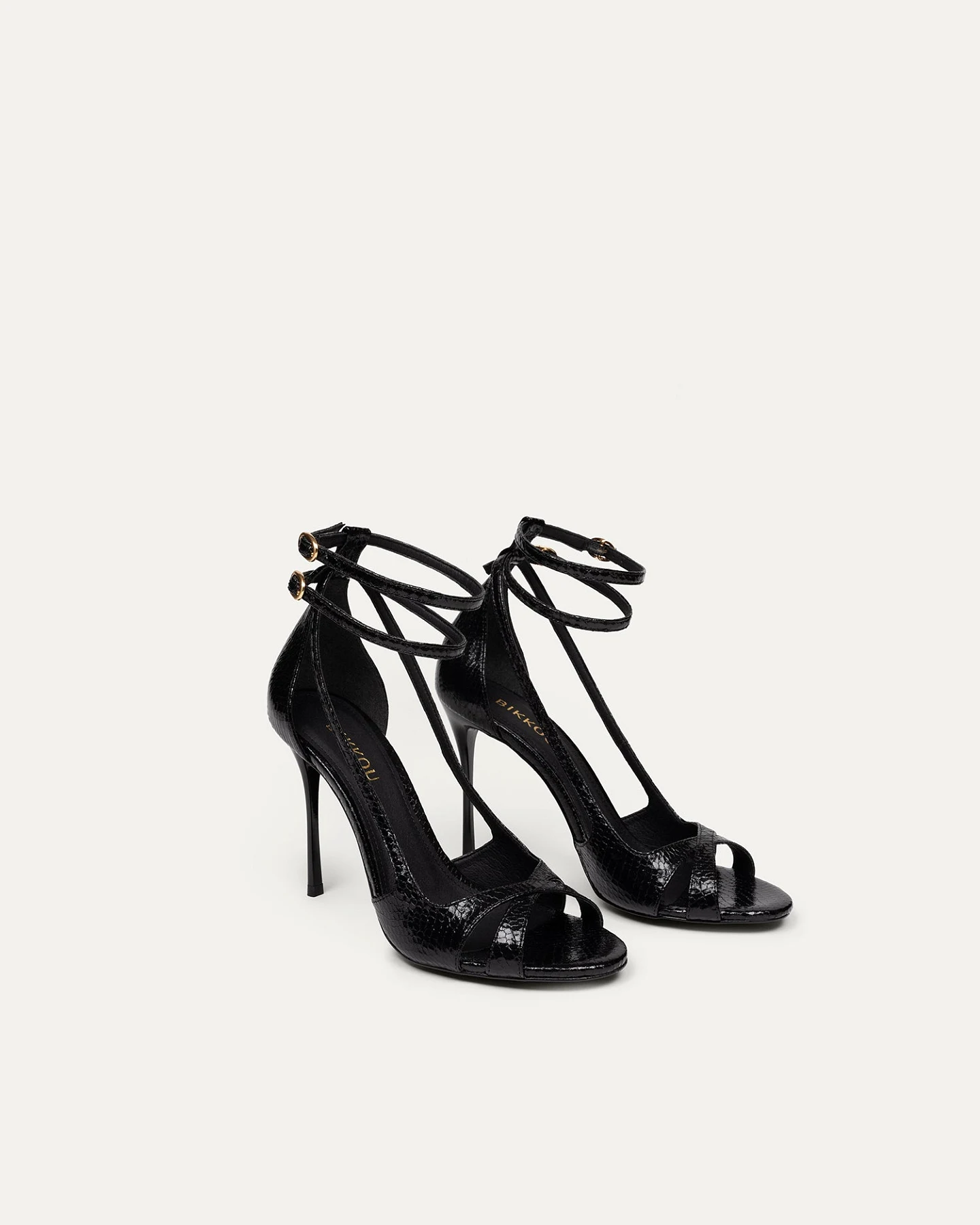 BIKKOU Damen vegan Sandalen Tanzen Im Club Schwarzes Python – Ansicht 2