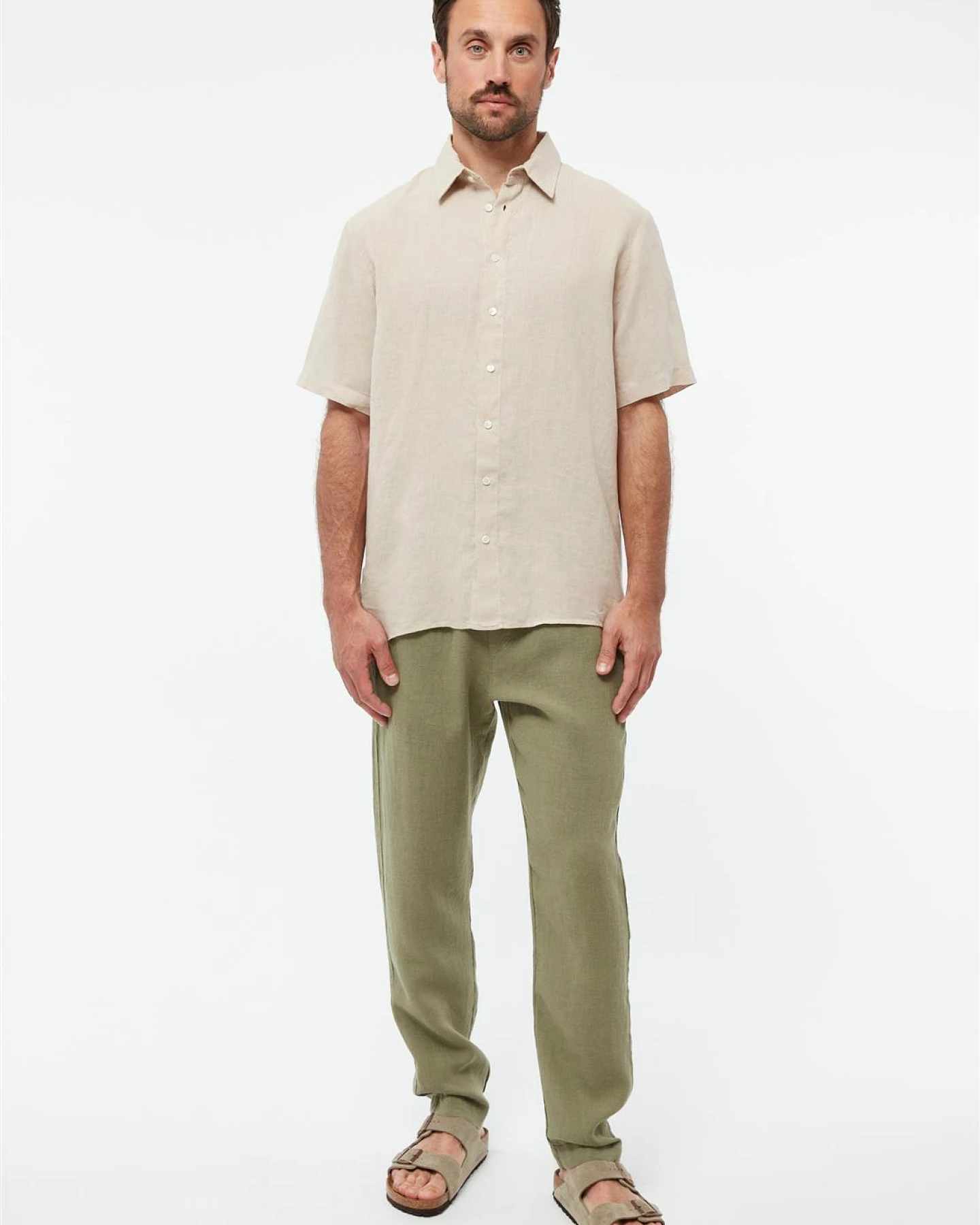 Givn Herren vegan Hemd Kurzarm Koda Oat Beige – Ansicht 2