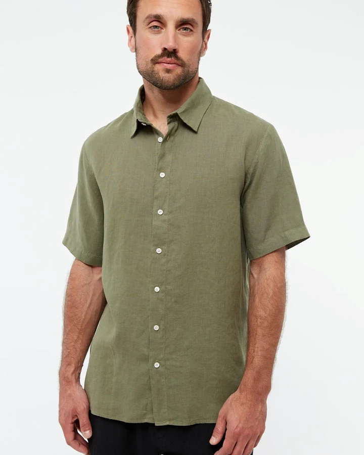 Givn Herren vegan Hemd Kurzarm Koda Faded Olive