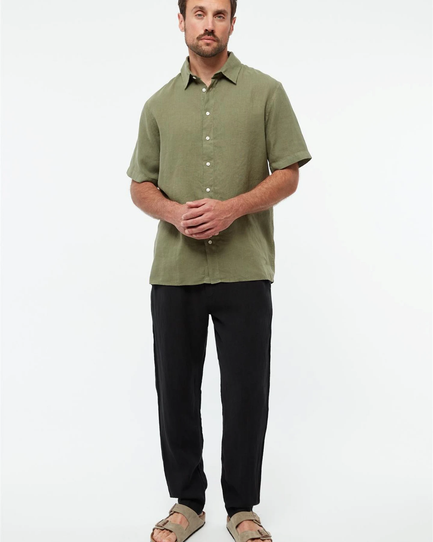 Givn Herren vegan Hemd Kurzarm Koda Faded Olive – Ansicht 2