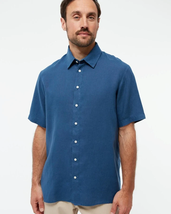 Givn Herren vegan Hemd Kurzarm Koda Blazing Blue