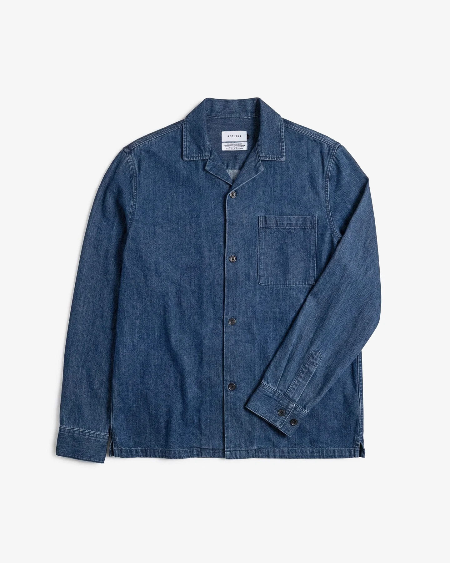 Rotholz Herren vegan Hemd Freizeit Washed Denim – Ansicht 2