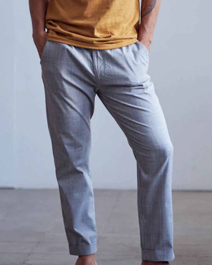 TWOTHIRDS Herren vegan Hose Pantar Karos Grau