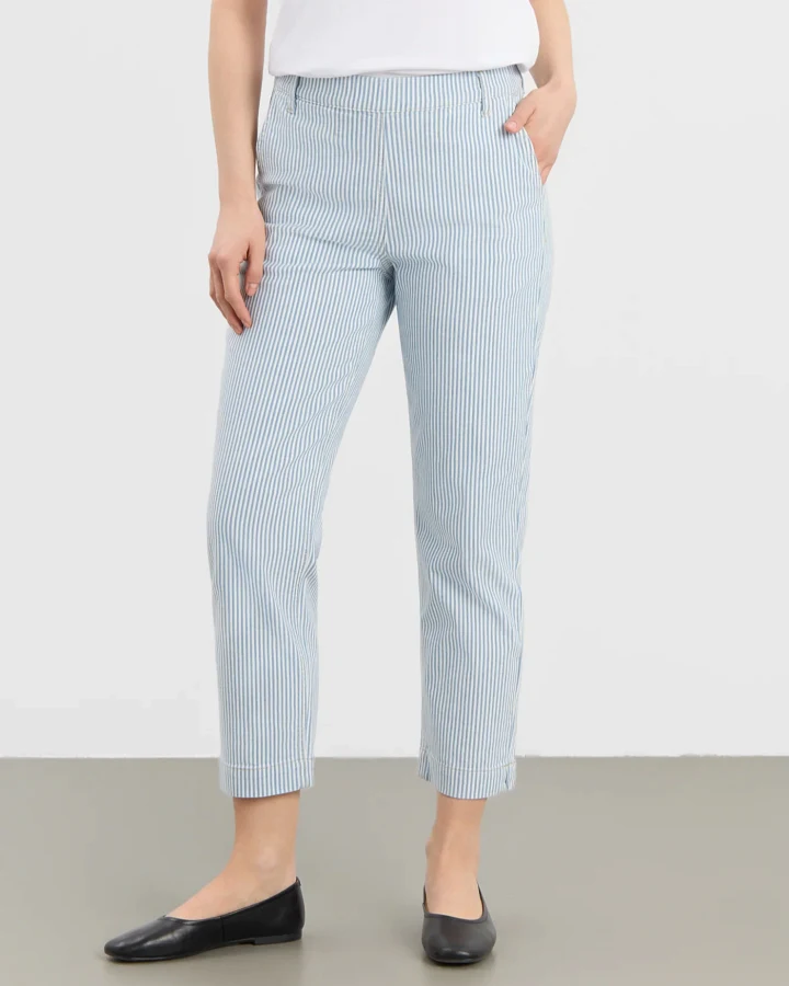 LAURIE Damen vegan Hose Taylor Regular Cl Weiß/Blau Gestreift